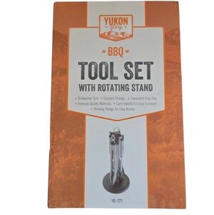NWT Yukon Glory Stainless Steel BBQ Tool Set with Rotating Stand